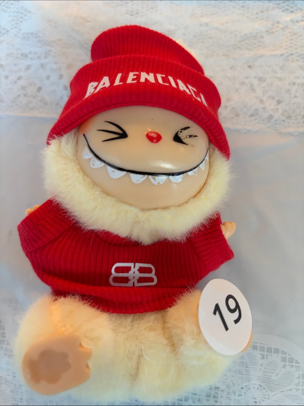 #19, Two Piece Balenciaga Logo Outfit(Red) for Labubu Doll(No Doll)